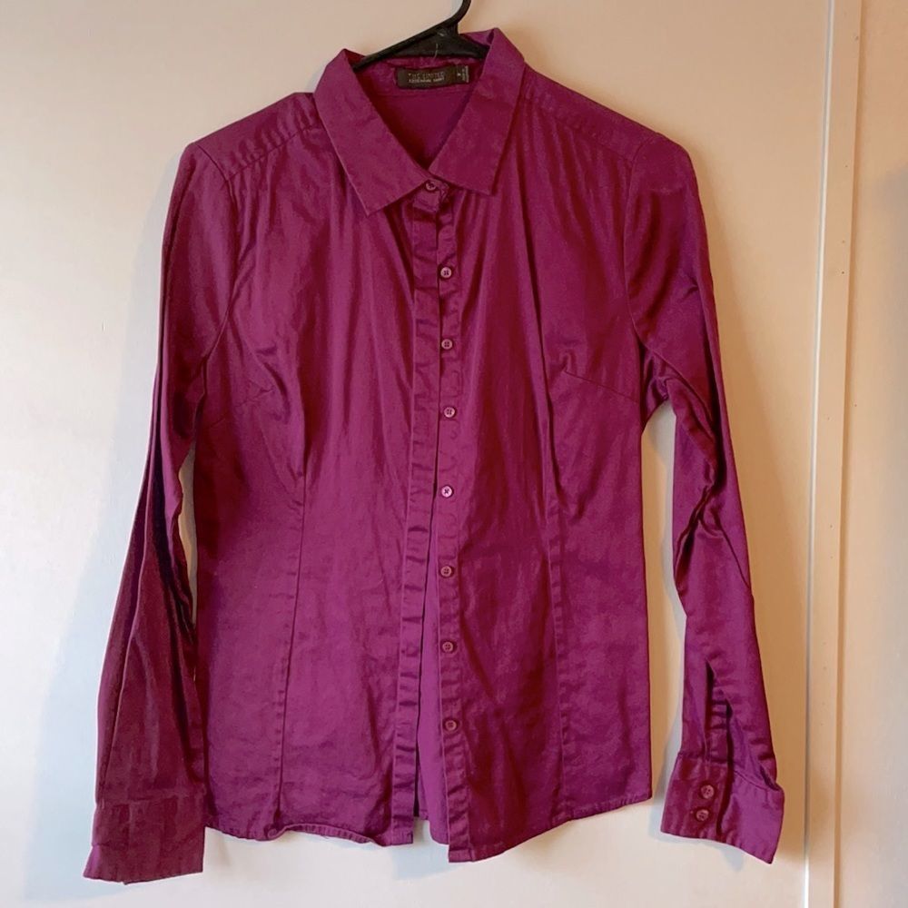 Pink Collared Long Sleeve Blouse Shirt